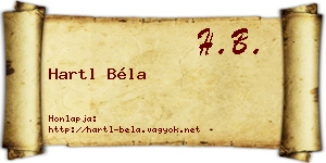 Hartl Béla névjegykártya
